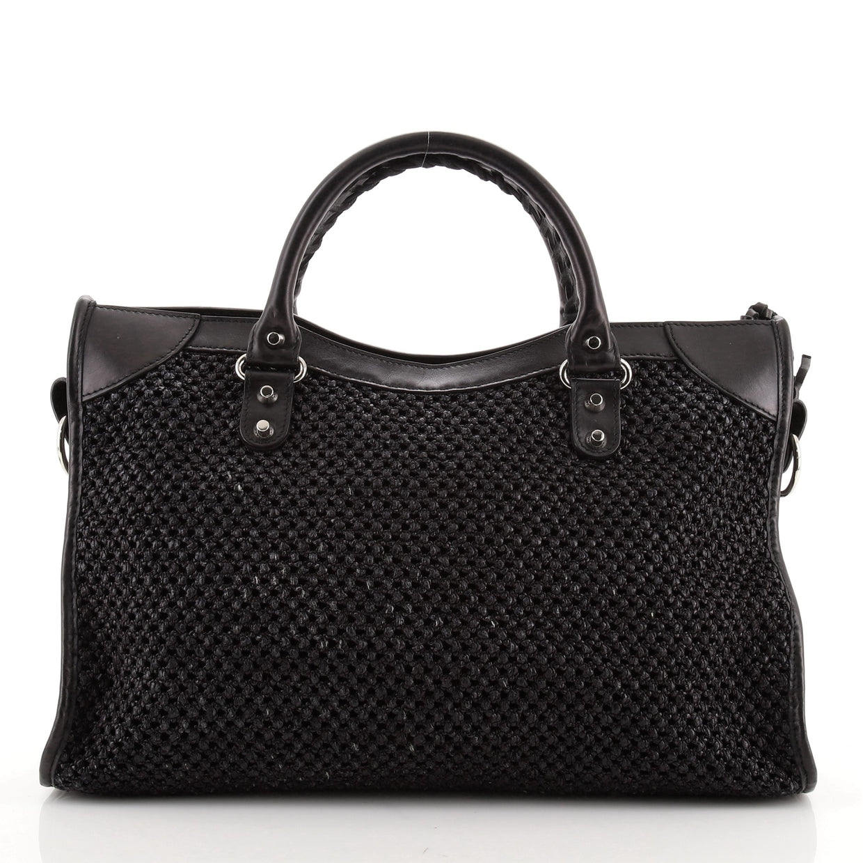 Balenciaga City Classic Studs Bag Woven Raffia Medium - Rebag