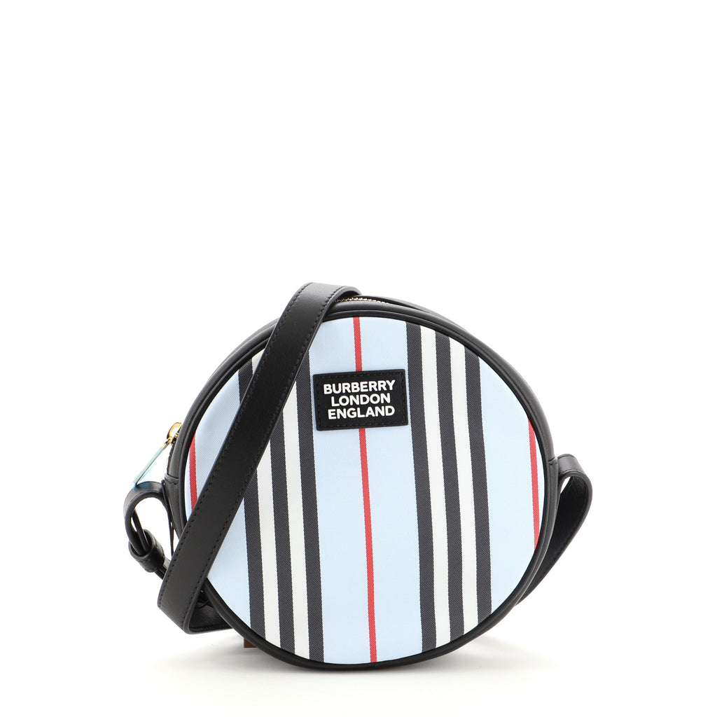 Burberry Icon Stripe Round Crossbody Bag Canvas Black 64534175
