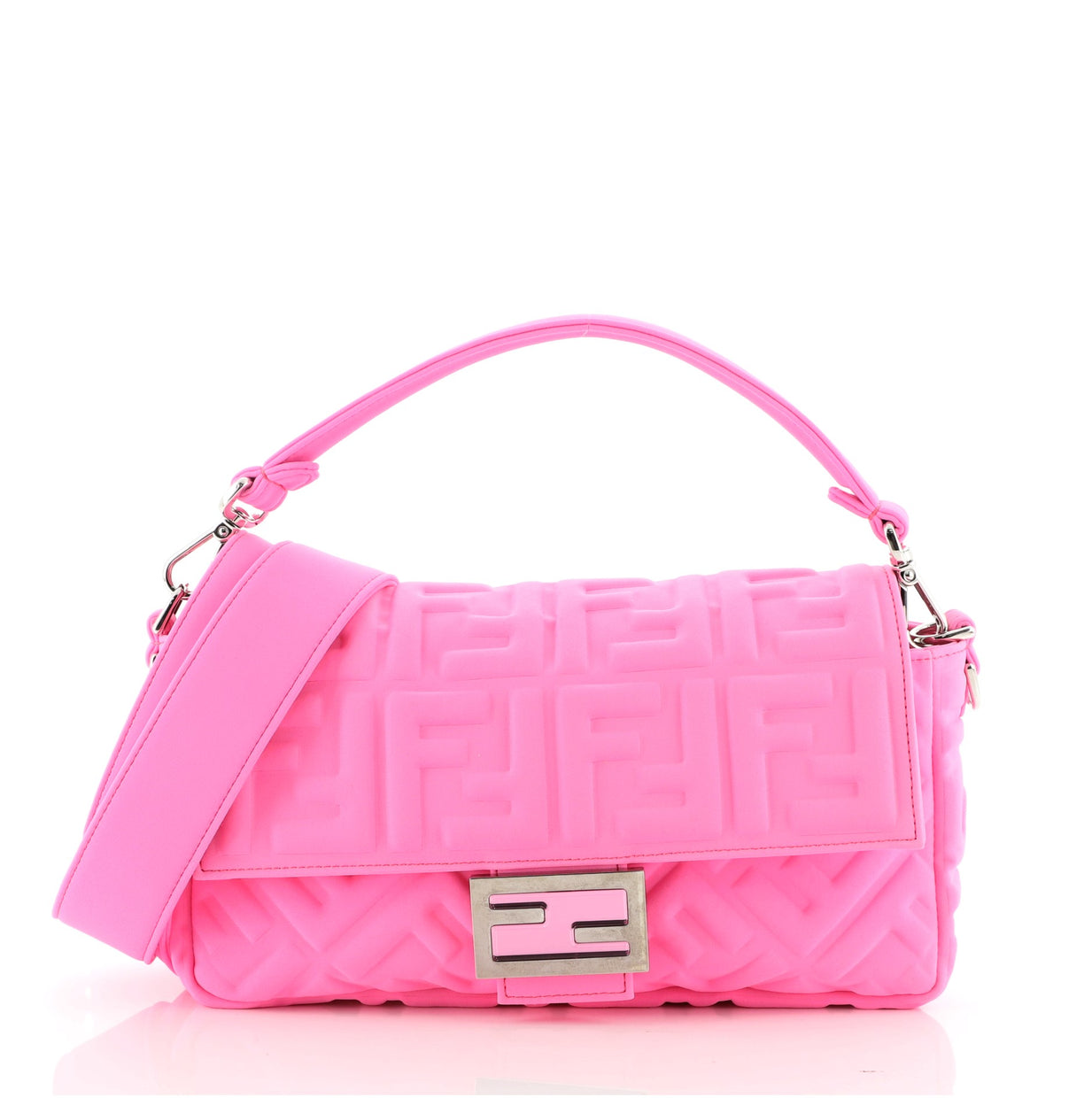 Fendi Baguette NM Bag Zucca Lycra Medium Pink 65203497