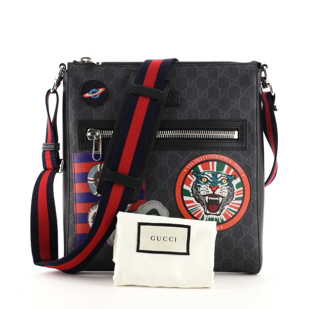 Gucci Night Courrier Zip Messenger GG Coated Canvas with Applique ...