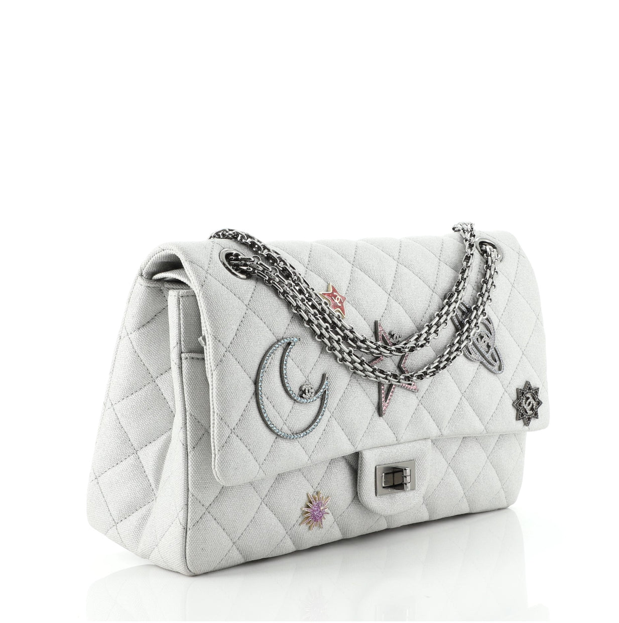 Chanel Space Charms Reissue 2.55 Flap Bag Quilted Canvas 226 Gray 657901