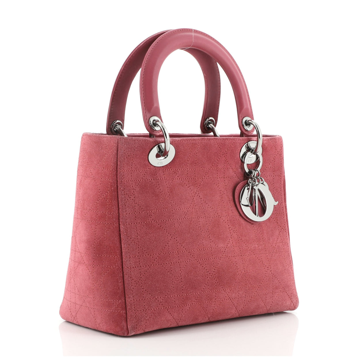 Christian Dior Vintage Lady Dior Bag Stitched Cannage Suede Medium Pink ...
