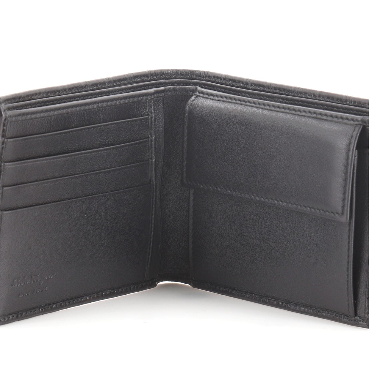 Salvatore Ferragamo Bifold Wallet Gancini Embossed Leather Black 669762