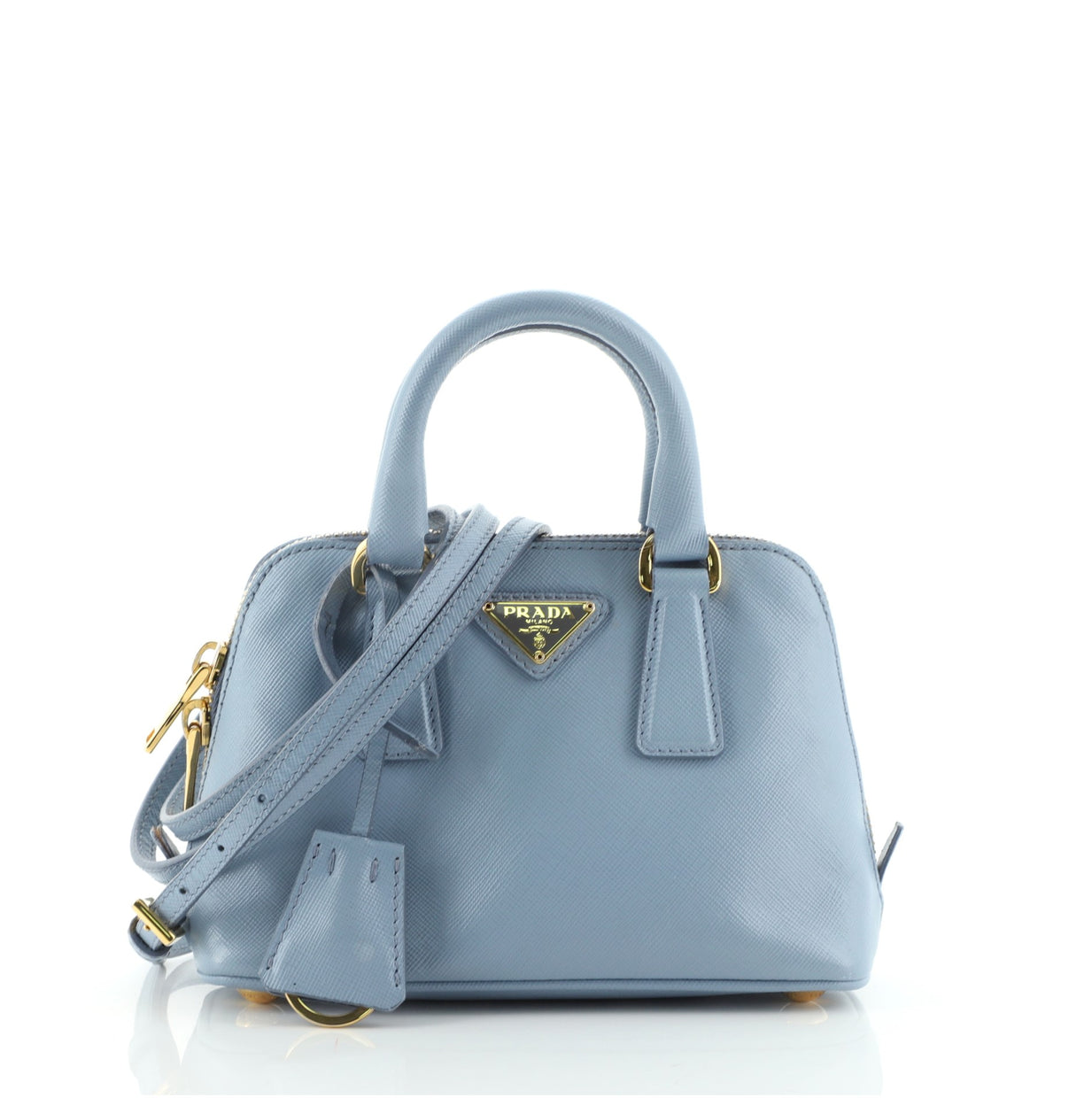 Prada Promenade Bag Saffiano Leather Mini Blue 66978429