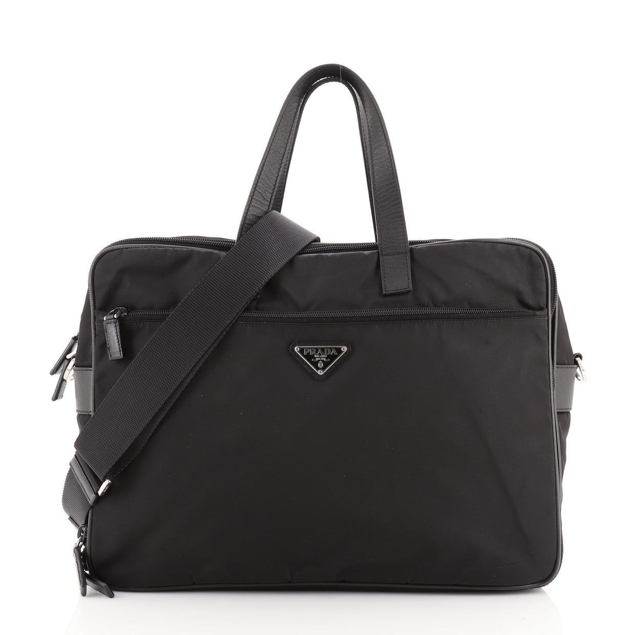 Prada Porta Computer Briefcase Tessuto and Saffiano Leather Medium ...