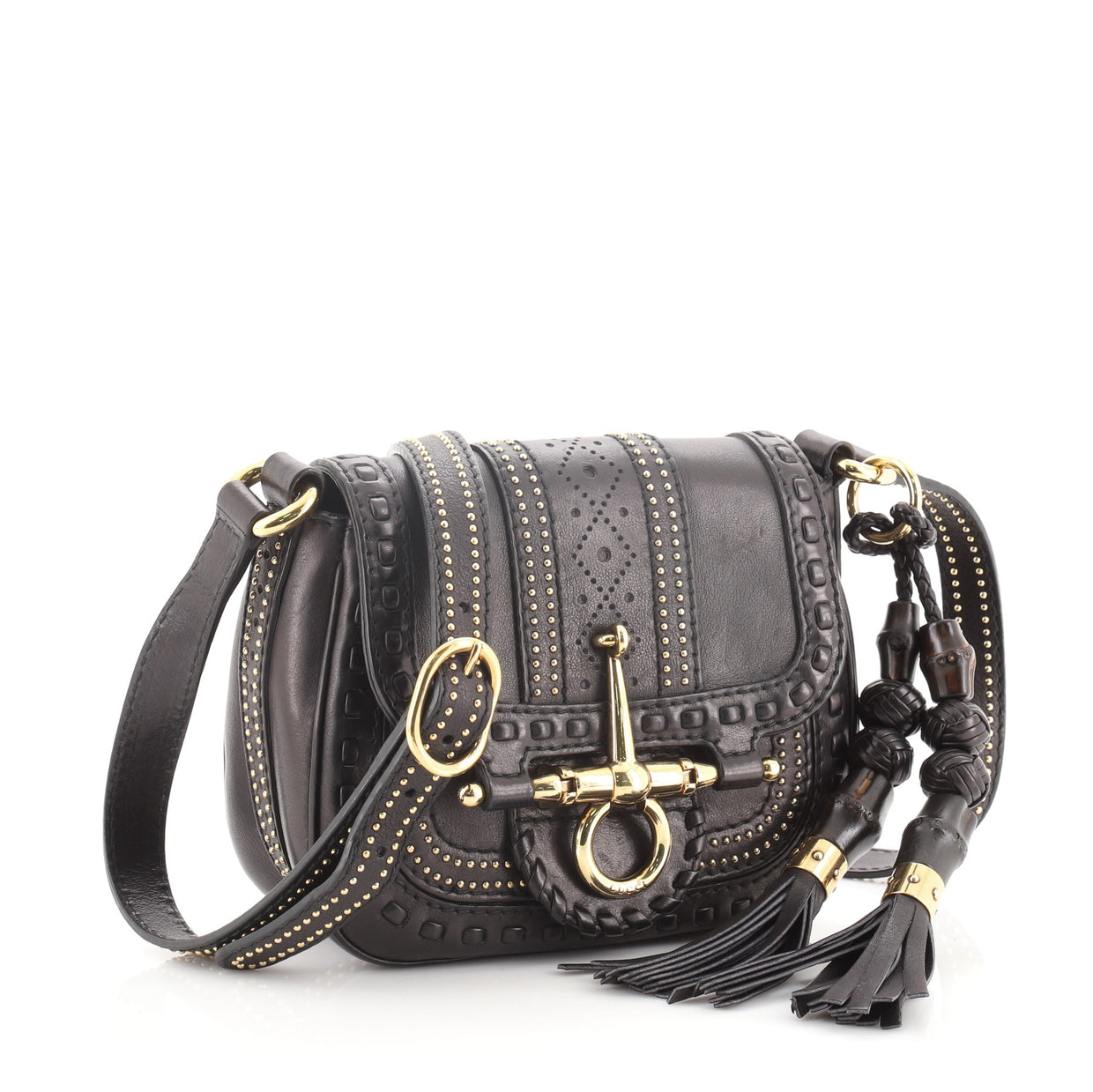 Gucci Snaffle Bit Crossbody Bag Leather Small Black 679122