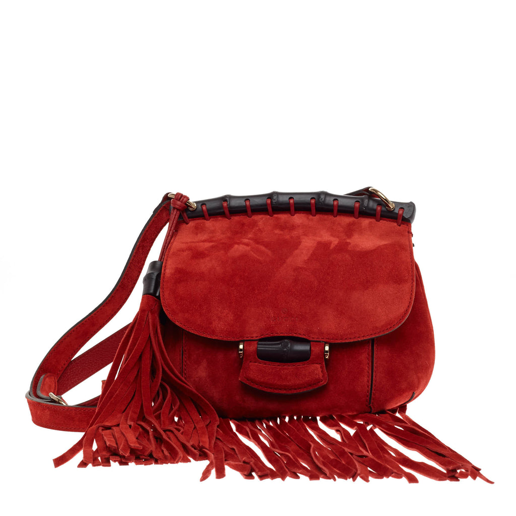 Buy Gucci Nouveau Crossbody Bag Suede Red 68203 – Trendlee