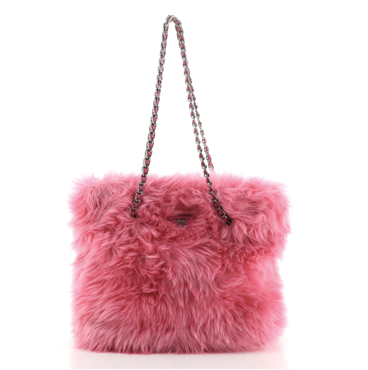 Prada Eco Pelliccia Tote Faux Fur Medium Pink 690162