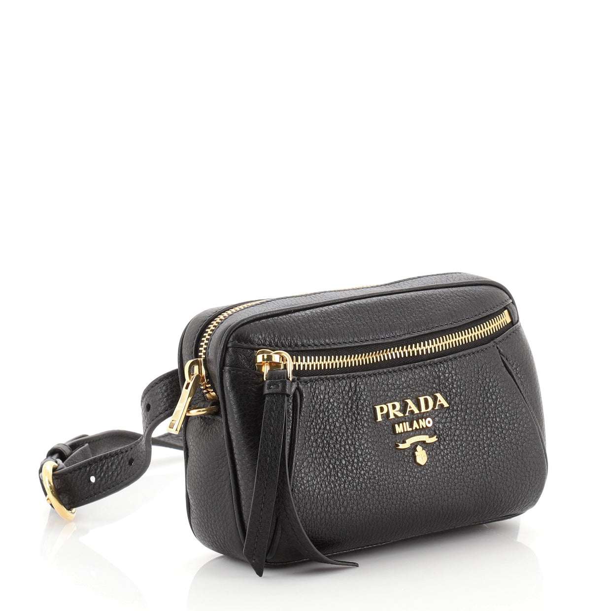 Prada Convertible Belt Bag Vitello Daino Small Black 6910556