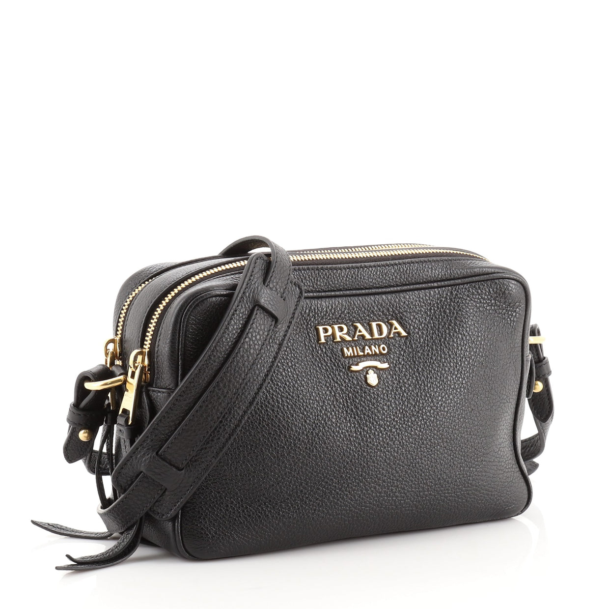 Prada Dual Strap Camera Bag Vitello Daino Black 69286110