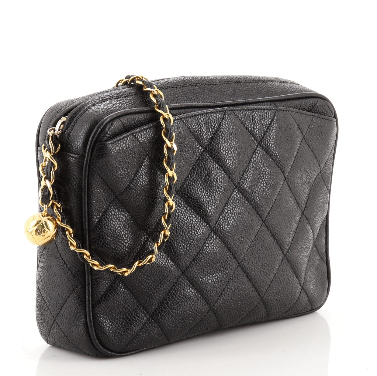 Chanel Vintage Front Pocket Camera Bag Quilted Caviar Small Black 70040319