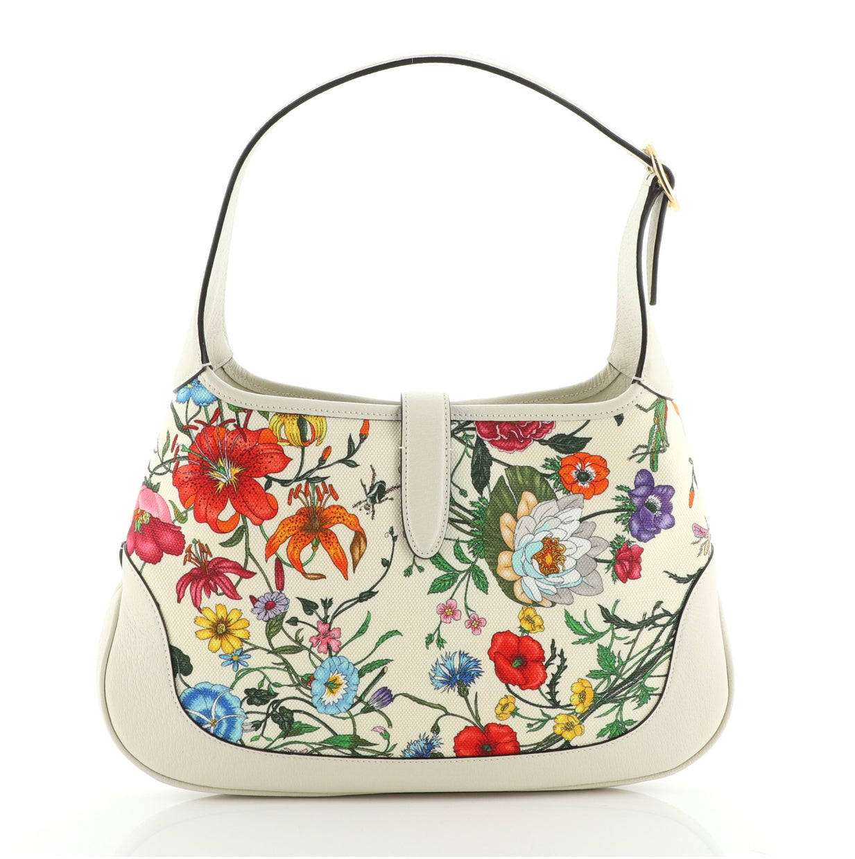 Gucci Jackie Hobo Flora Canvas with Leather Medium Neutral 700447