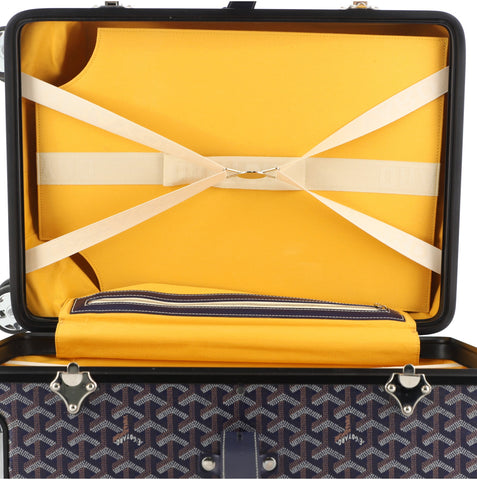 Goyard, Bags, Goyard Luggage Tag Yellow Leather Travel Trunk Briefcase Duffle  Rolling Luggage