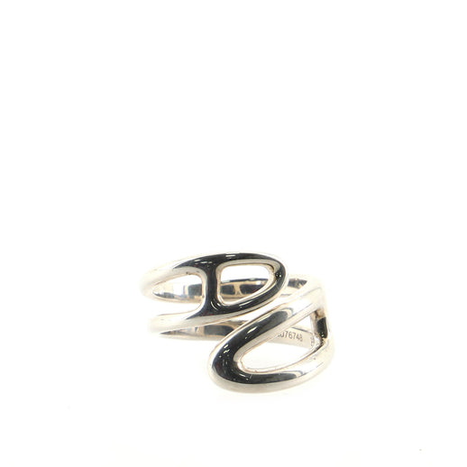 Hermes Chaine d'Ancre Twist Ring Sterling Silver Small 71525107 - Rebag