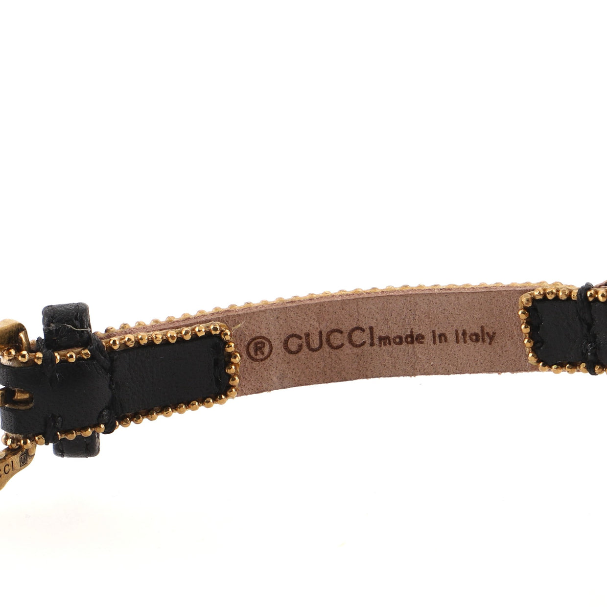 Gucci Butterfly Bracelet Crystal Embellished Leather Black 719393