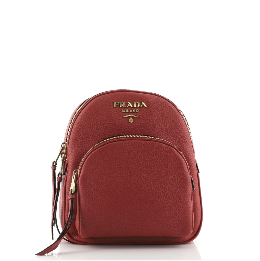 Prada Convertible Front Pocket Backpack Vitello Daino Small Red 72818390