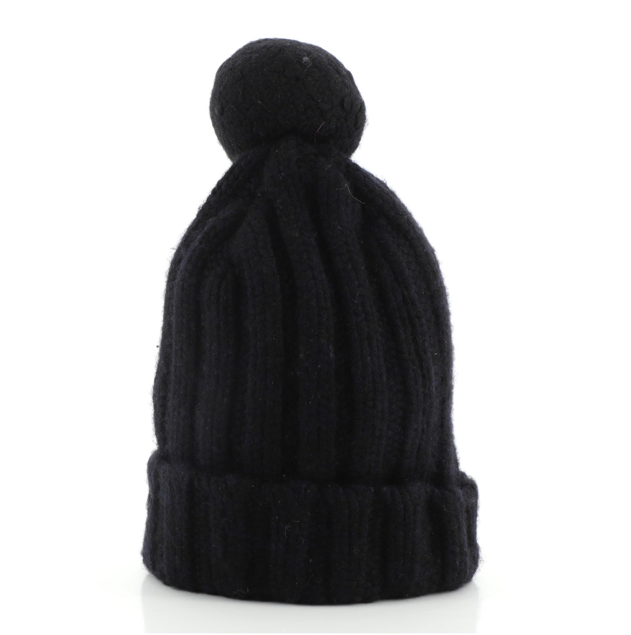 Chanel Pom Pom Beanie Knit Wool Black 72818395