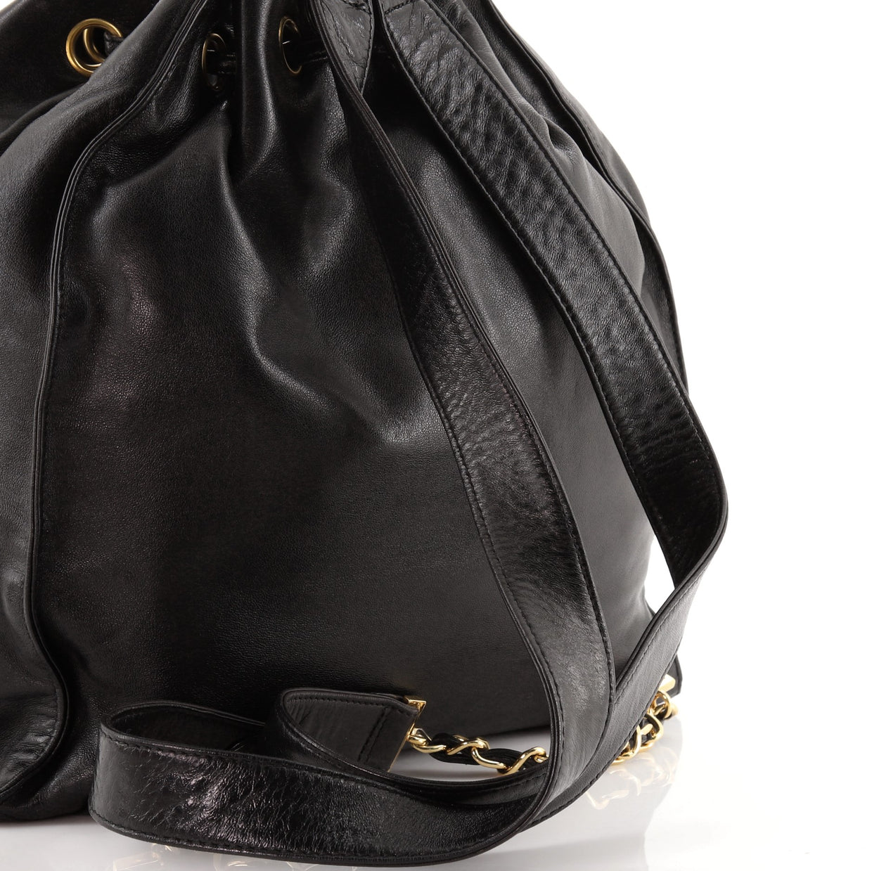 Chanel Vintage CC Drawstring Backpack Lambskin Medium Black 7301512