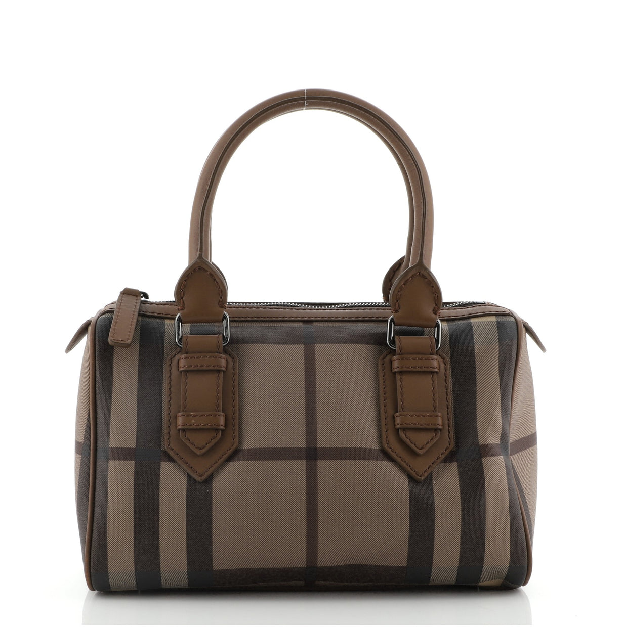 Burberry Chester Satchel Smoked Check Coated Canvas Small Brown 73235153