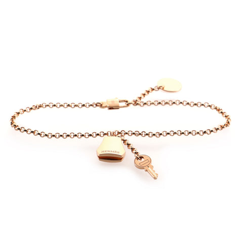 Hermes Kelly Clochette Chain Bracelet 18K Rose Gold Small 732381 - Rebag