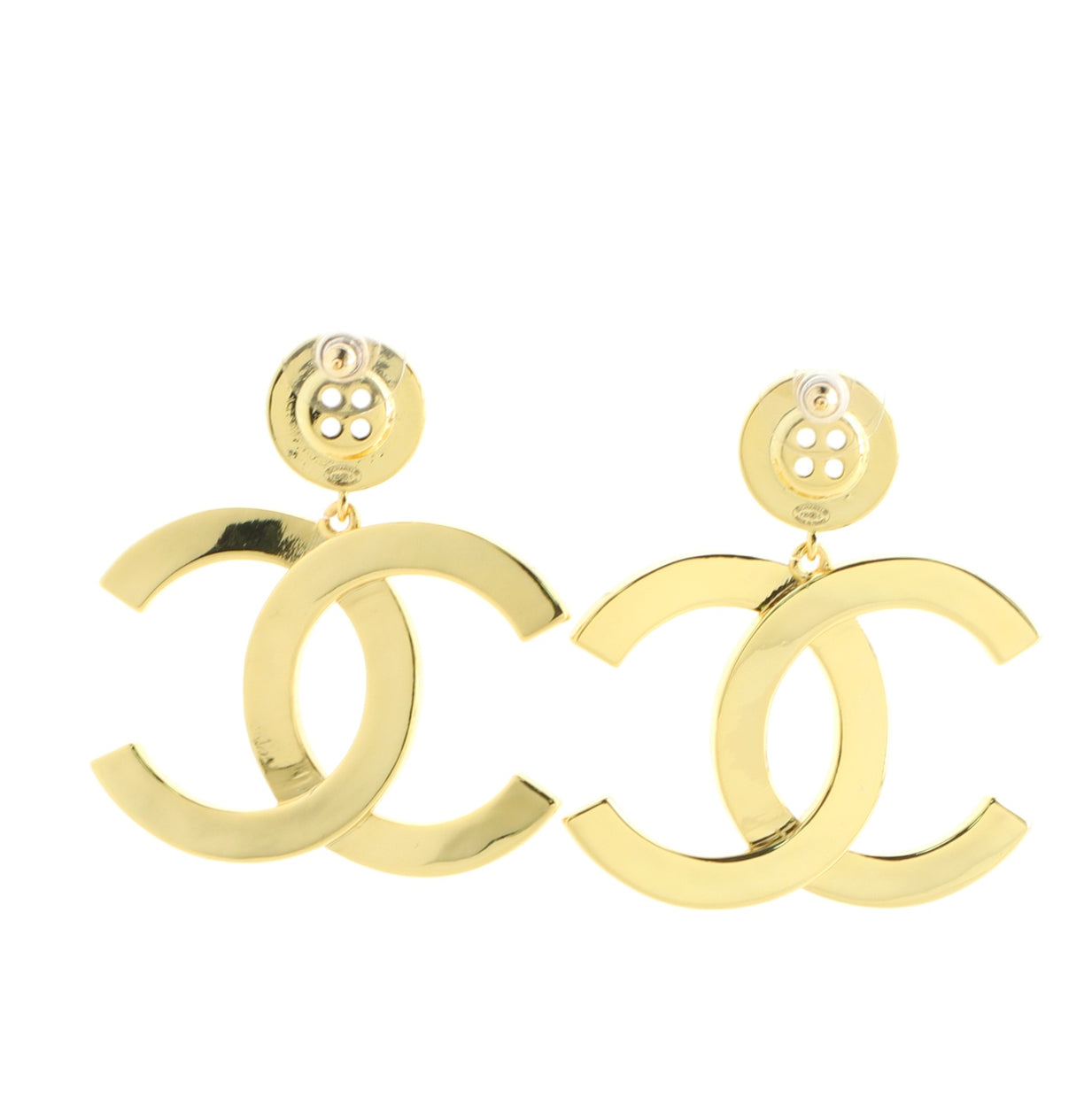 Chanel CC Paris Button Drop Earrings Metal - Rebag