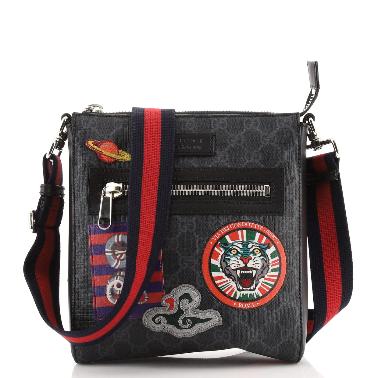 Gucci Night Courrier Zip Messenger GG Coated Canvas with Applique Small ...