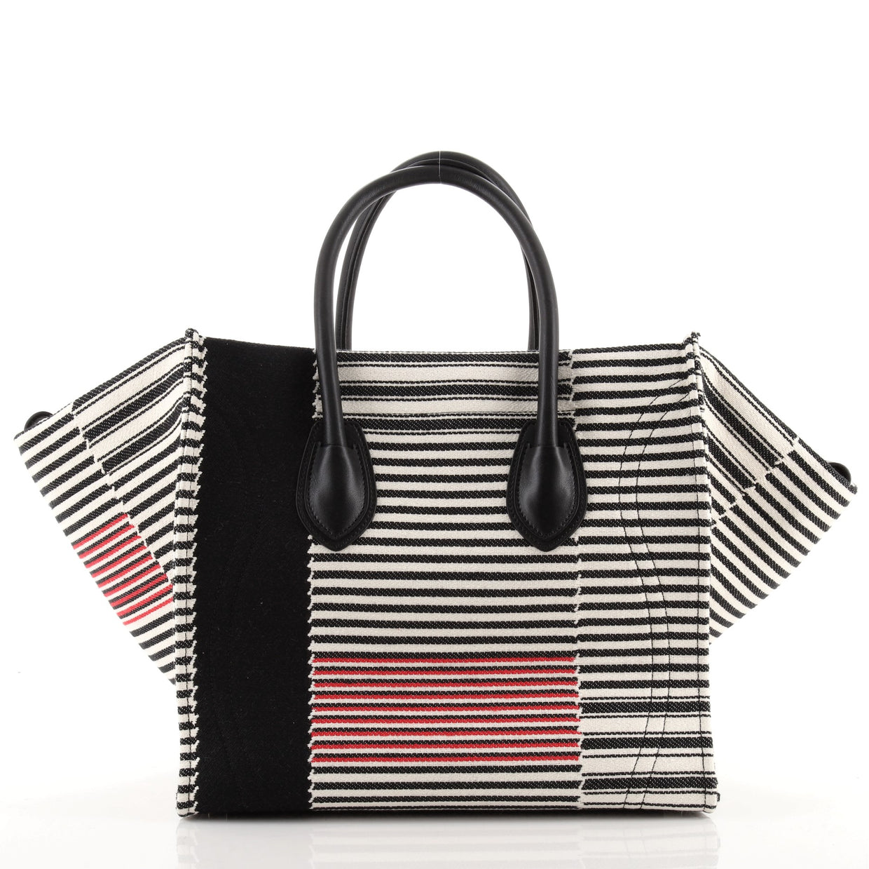 Celine Phantom Bag Stripe Canvas Medium Black 7423214