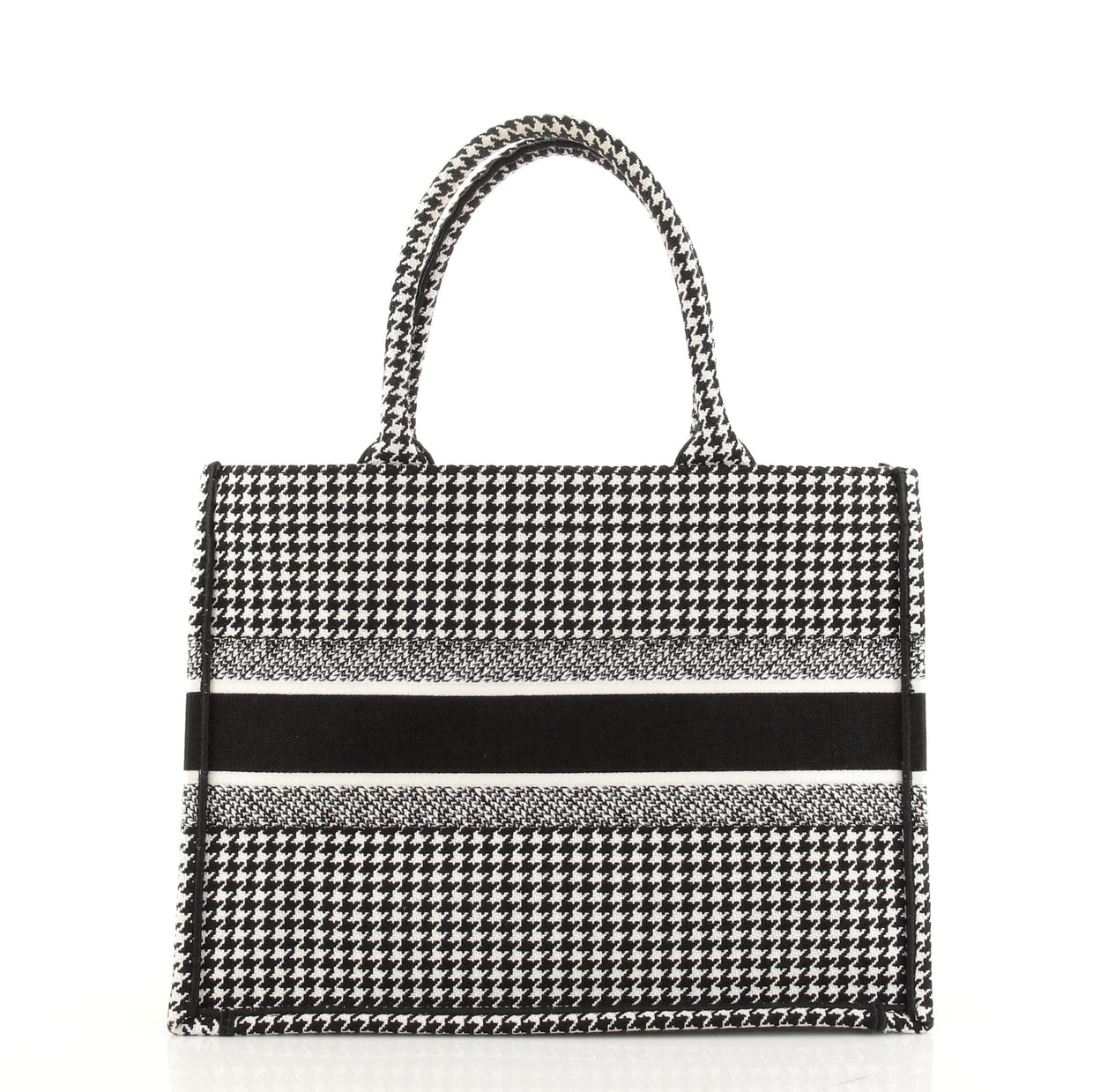Christian Dior Book Tote Houndstooth Canvas Small Black 7440542