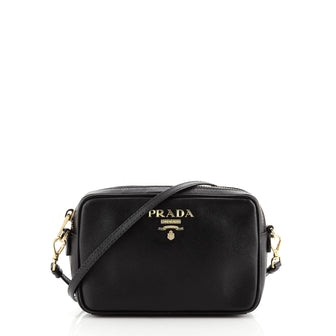 Prada Zip Crossbody Bag Saffiano Leather Mini Black 75137161