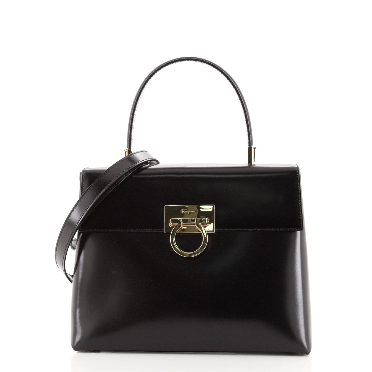 Salvatore Ferragamo Gancini Convertible Top Handle Bag Leather Medium ...
