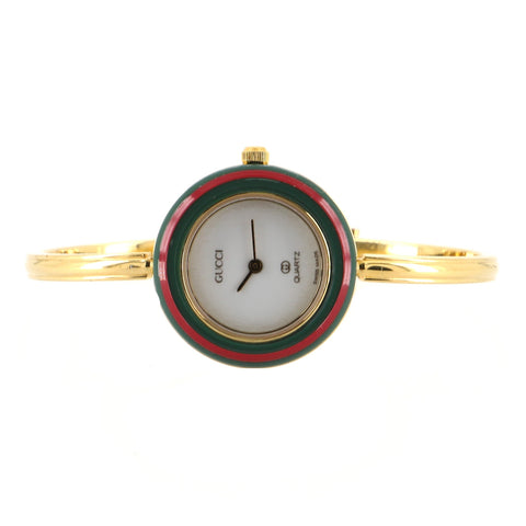 Gucci 1100 Interchangeable Bezel Bangle Quartz Watch Plated Metal with ...
