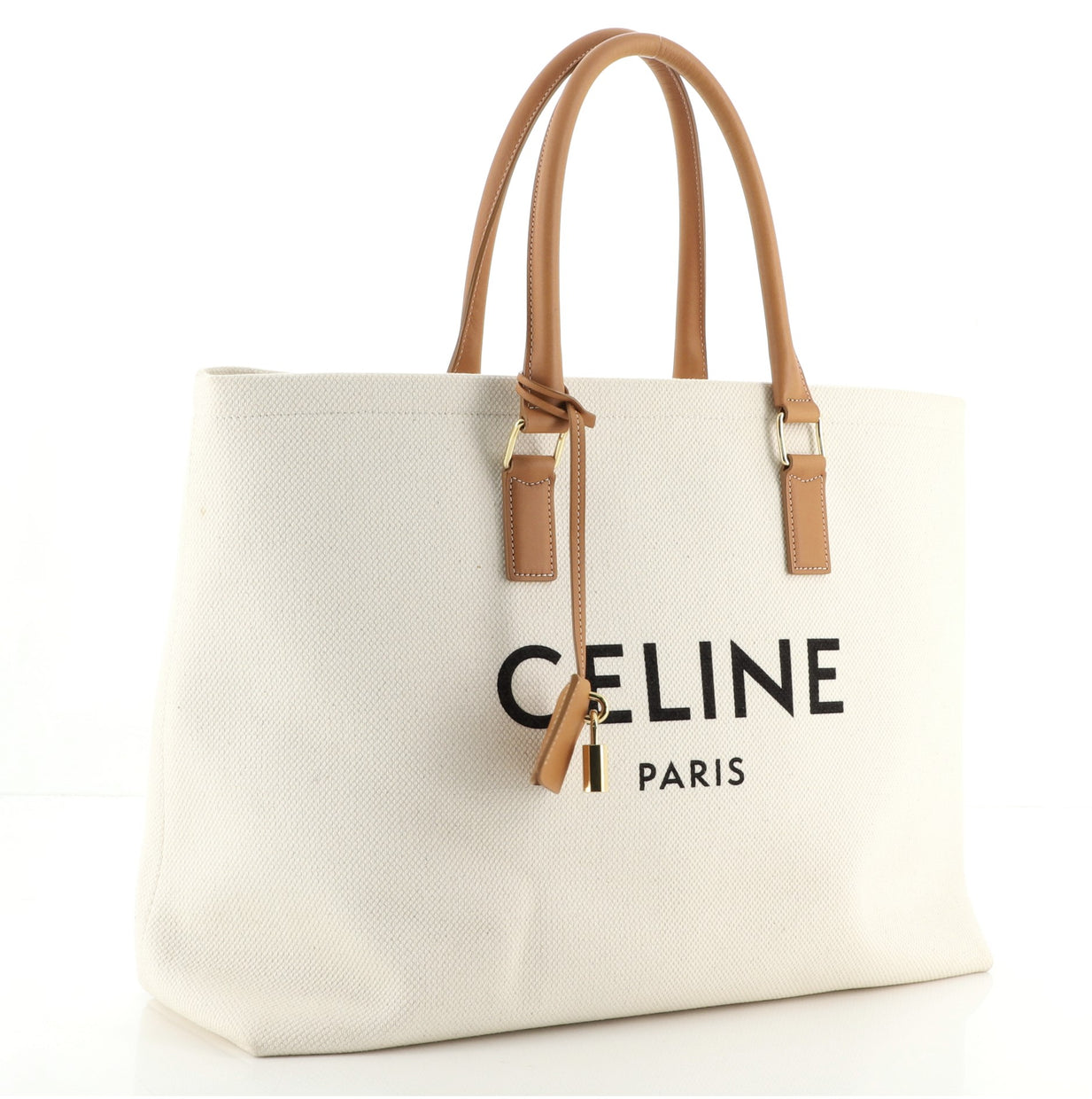 Celine Horizontal Cabas Tote Canvas with Leather Neutral 7750321