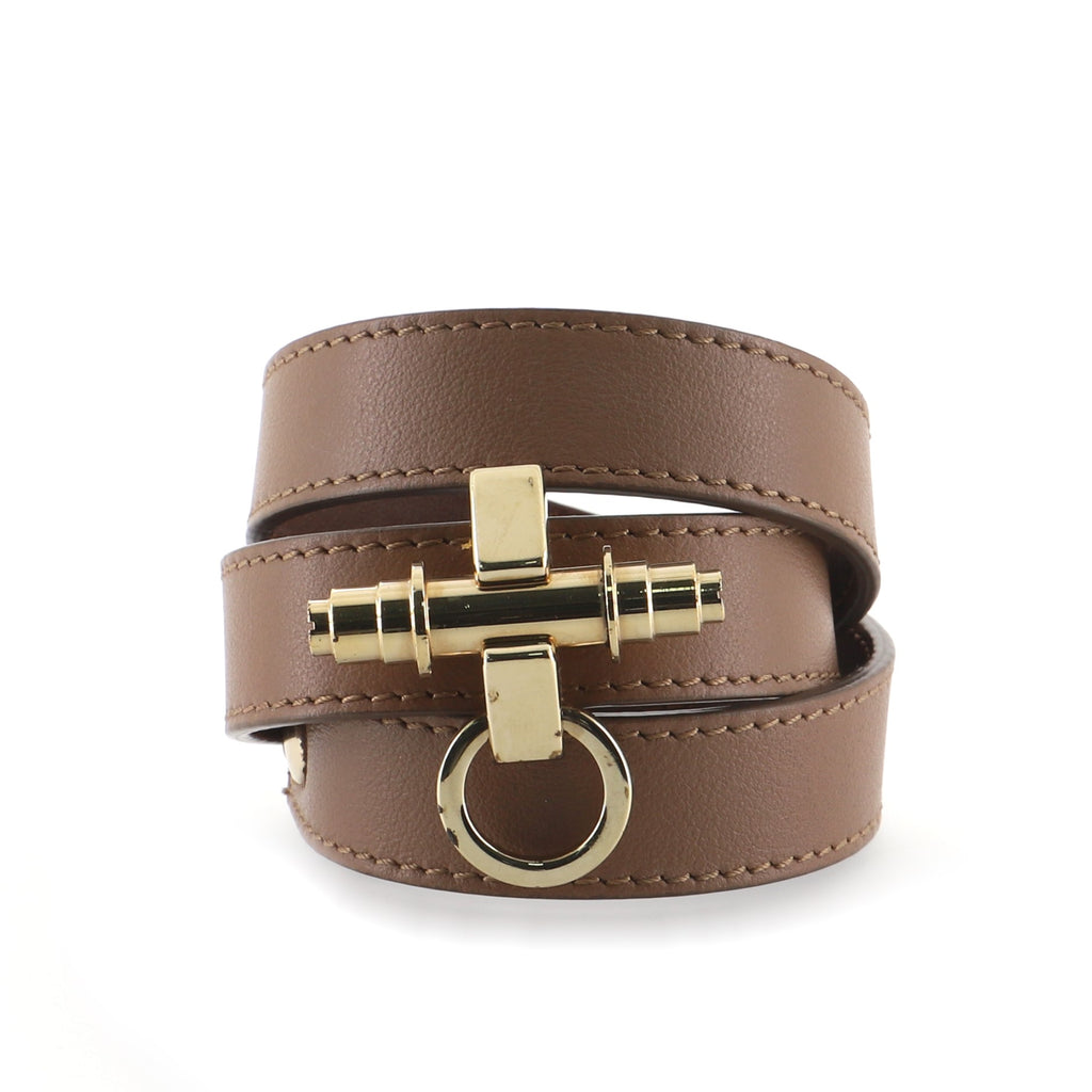 Givenchy Obsedia Triple Wrap Bracelet Leather and Metal Brown 782921