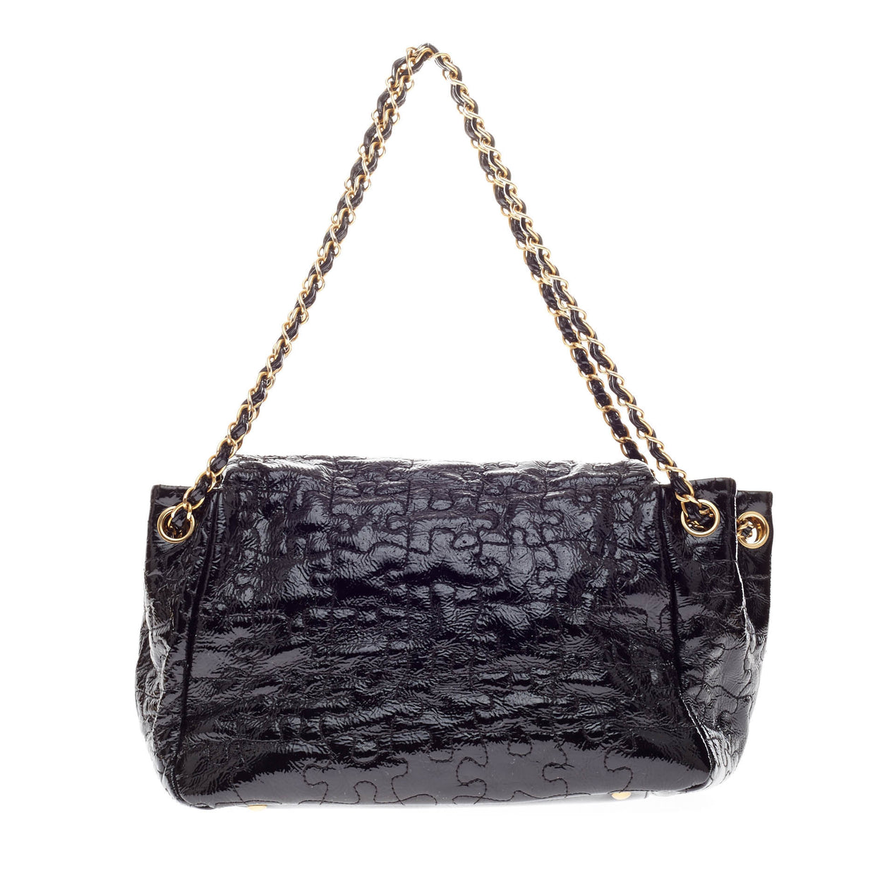Buy Chanel Puzzle Handbag Patent Accordion Flap Black 78302