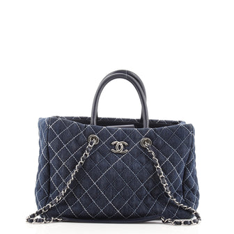 Chanel Coco Handle Shopping Tote Quilted Denim Large Blue 78467211