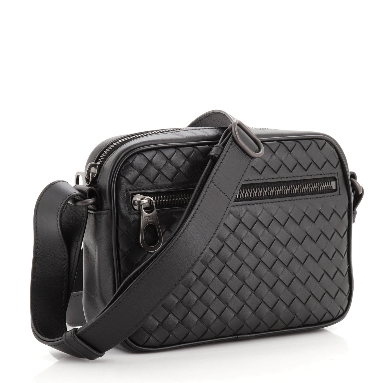 Bottega Veneta Front Pocket Camera Bag Intrecciato Nappa Mini Black 784677