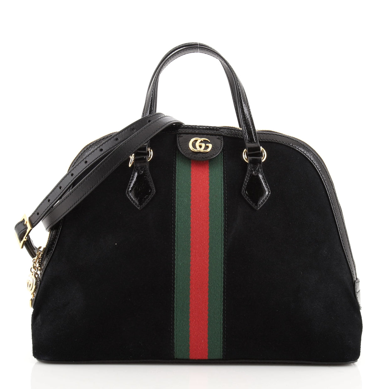 Gucci Ophidia Dome Top Handle Bag Suede Medium Black 7882252