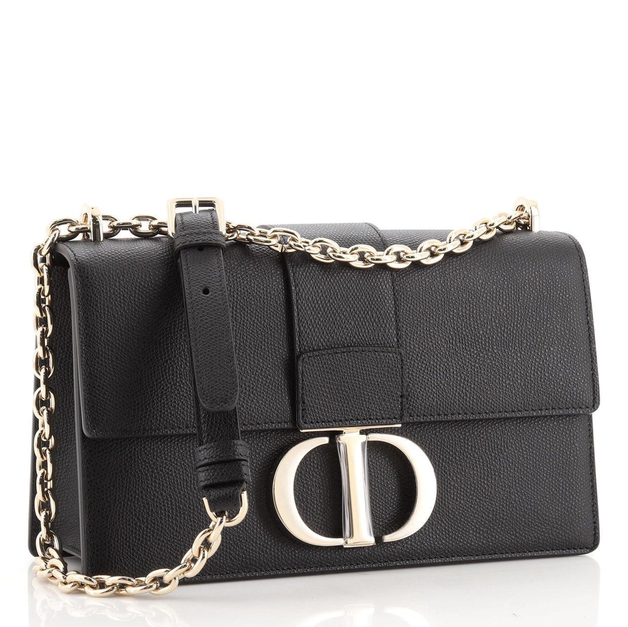 Christian Dior 30 Montaigne Chain Flap Bag Leather Black 788981