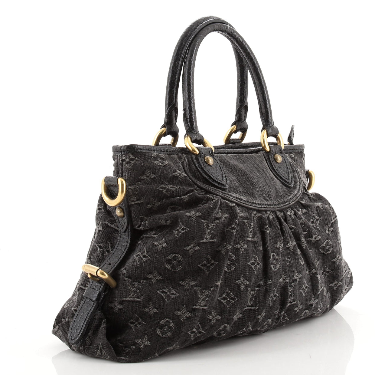Louis Vuitton Neo Cabby Handbag Denim MM Black 7927714