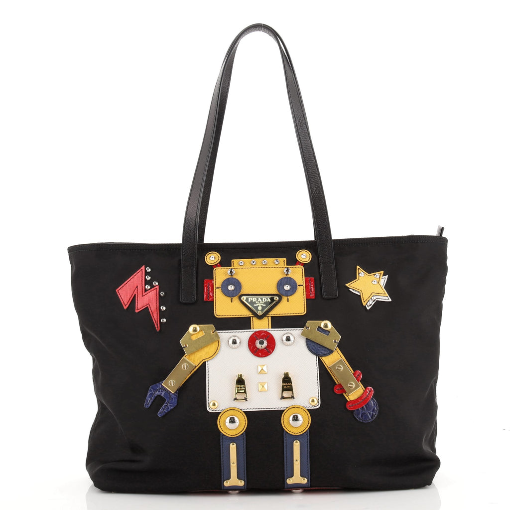 Prada Robot Zip Tote Tessuto Medium Black 7927796