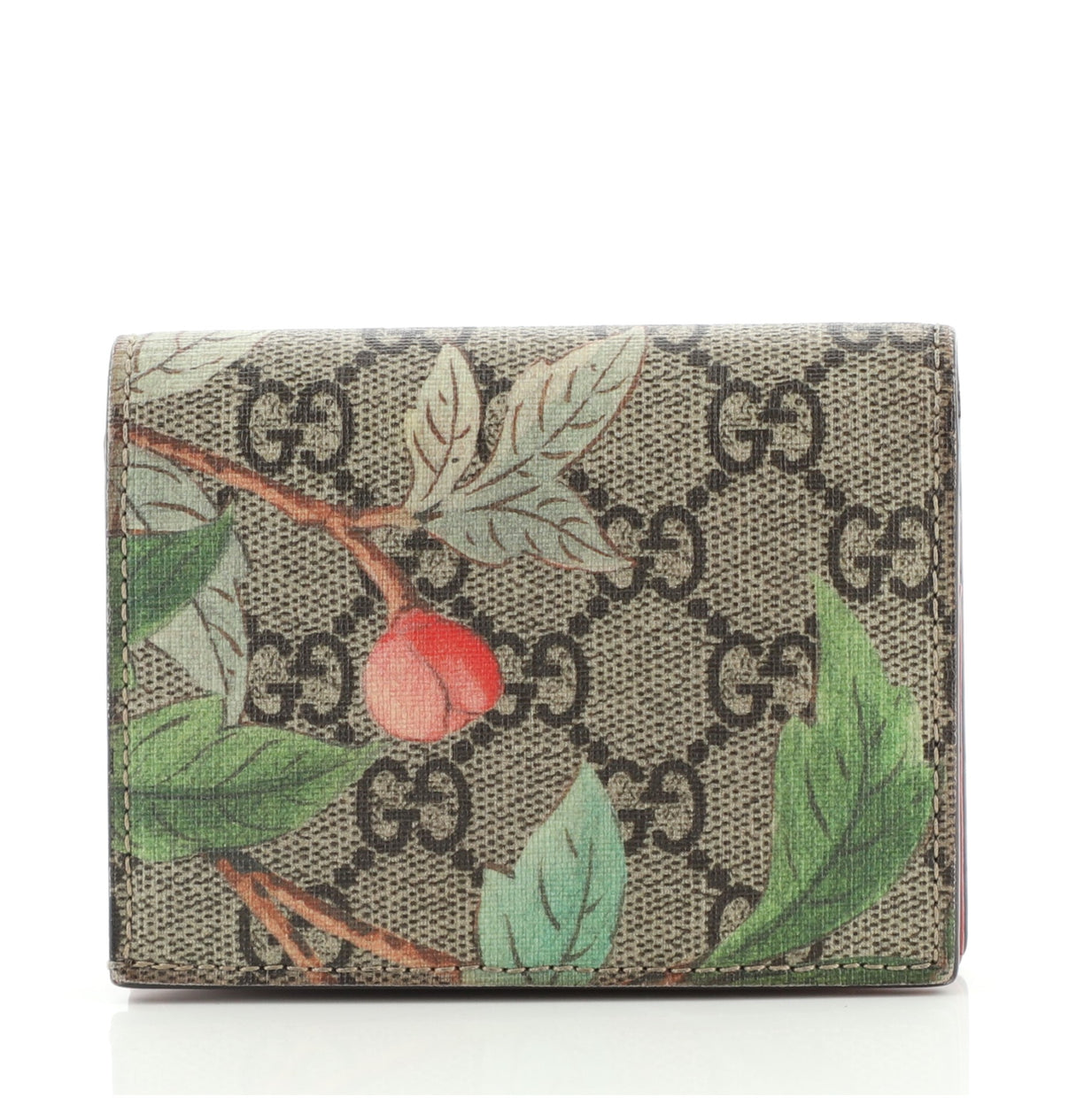Gucci Flap Card Case Tian Print GG Coated Canvas Brown 794274