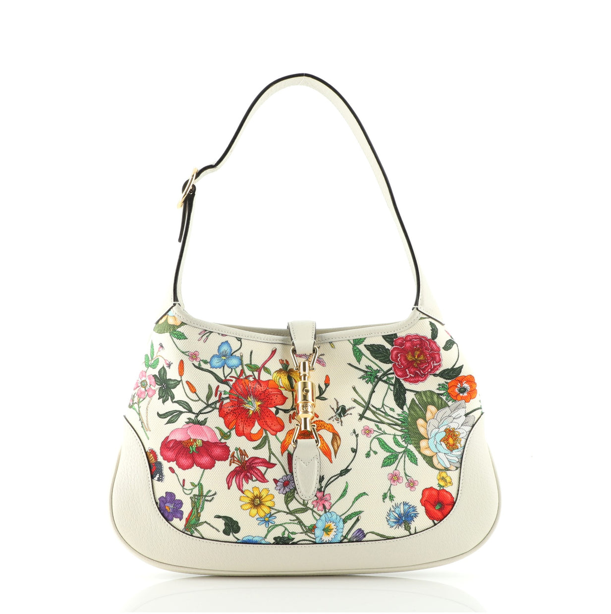 Gucci Jackie Hobo Flora Canvas with Leather Medium 79559376 - Rebag