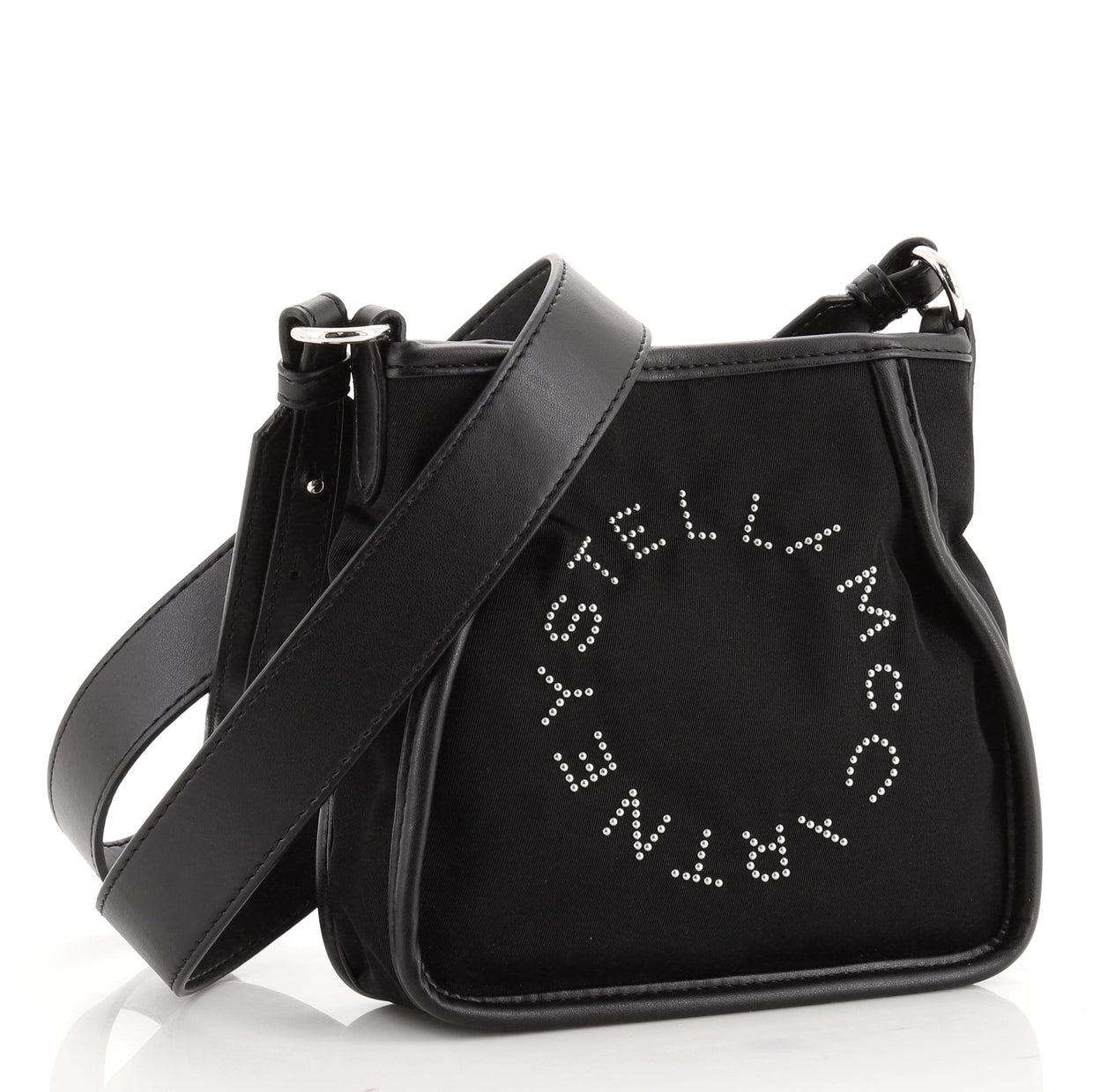 Stella McCartney Logo Crossbody Bag Studded Nylon Tiny Black 79559516