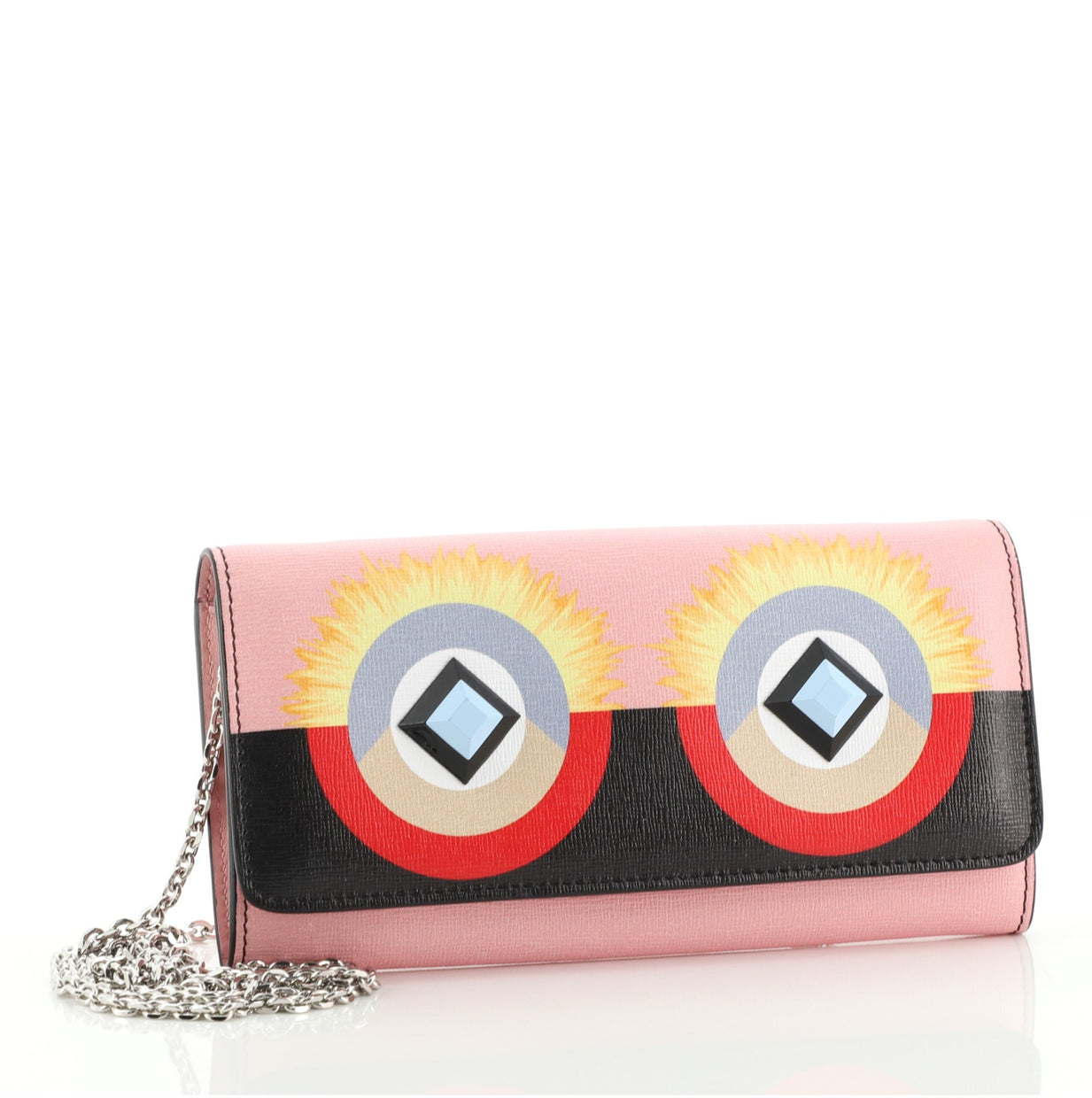 Fendi Monster Continental Wallet on Chain Leather Multi color 7973454