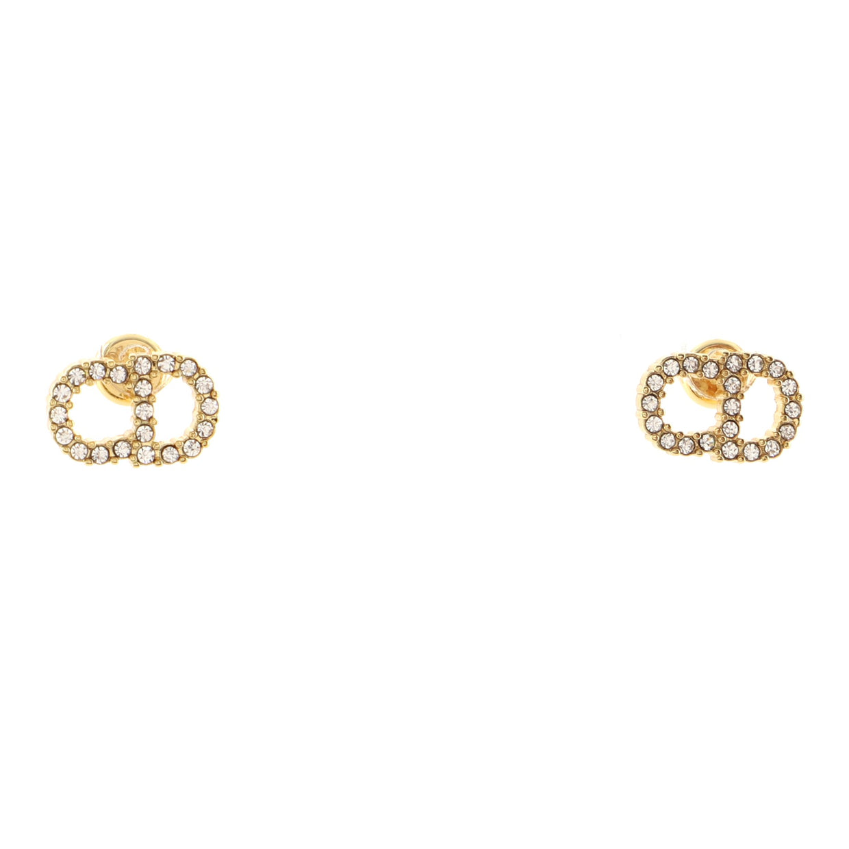 Christian Dior Clair D Lune Stud Earrings Metal with Crystals Gold 7973814
