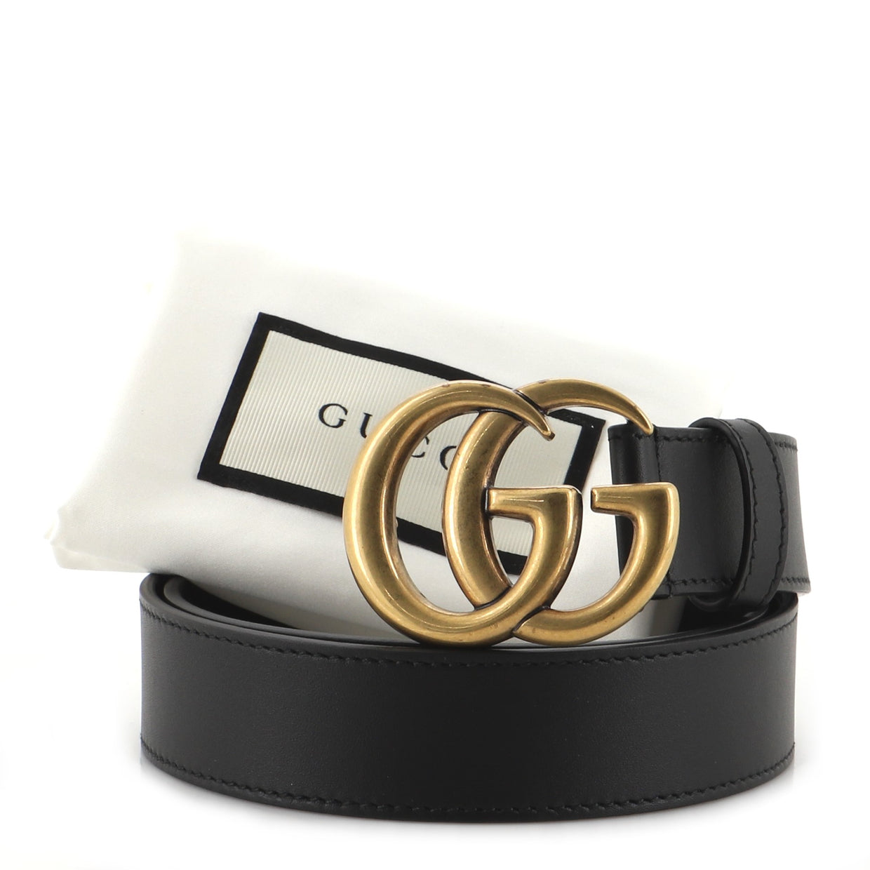 Gucci GG Marmont Belt Leather Thin Black 801933