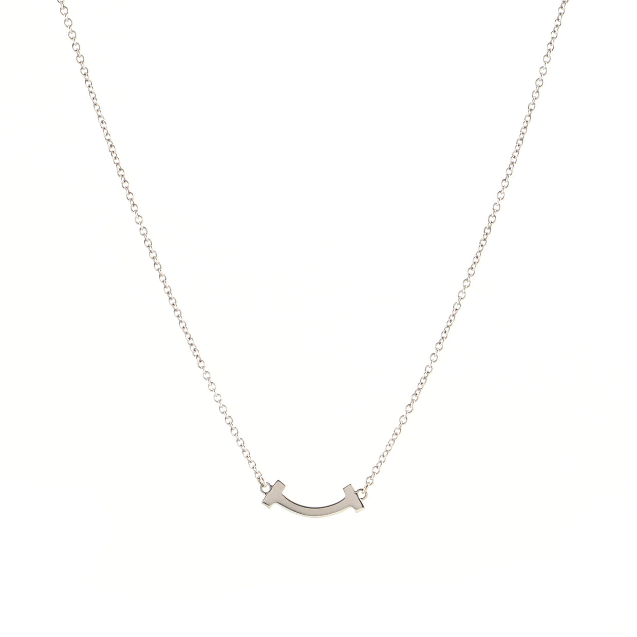 Tiffany & Co. T Smile Pendant Necklace 18K White Gold with Diamonds ...