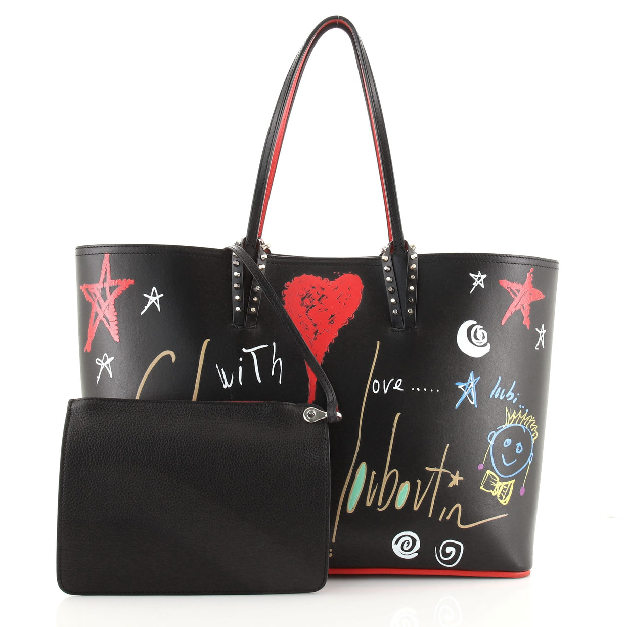 Christian Louboutin Cabata East West Tote Printed Leather Large Black ...