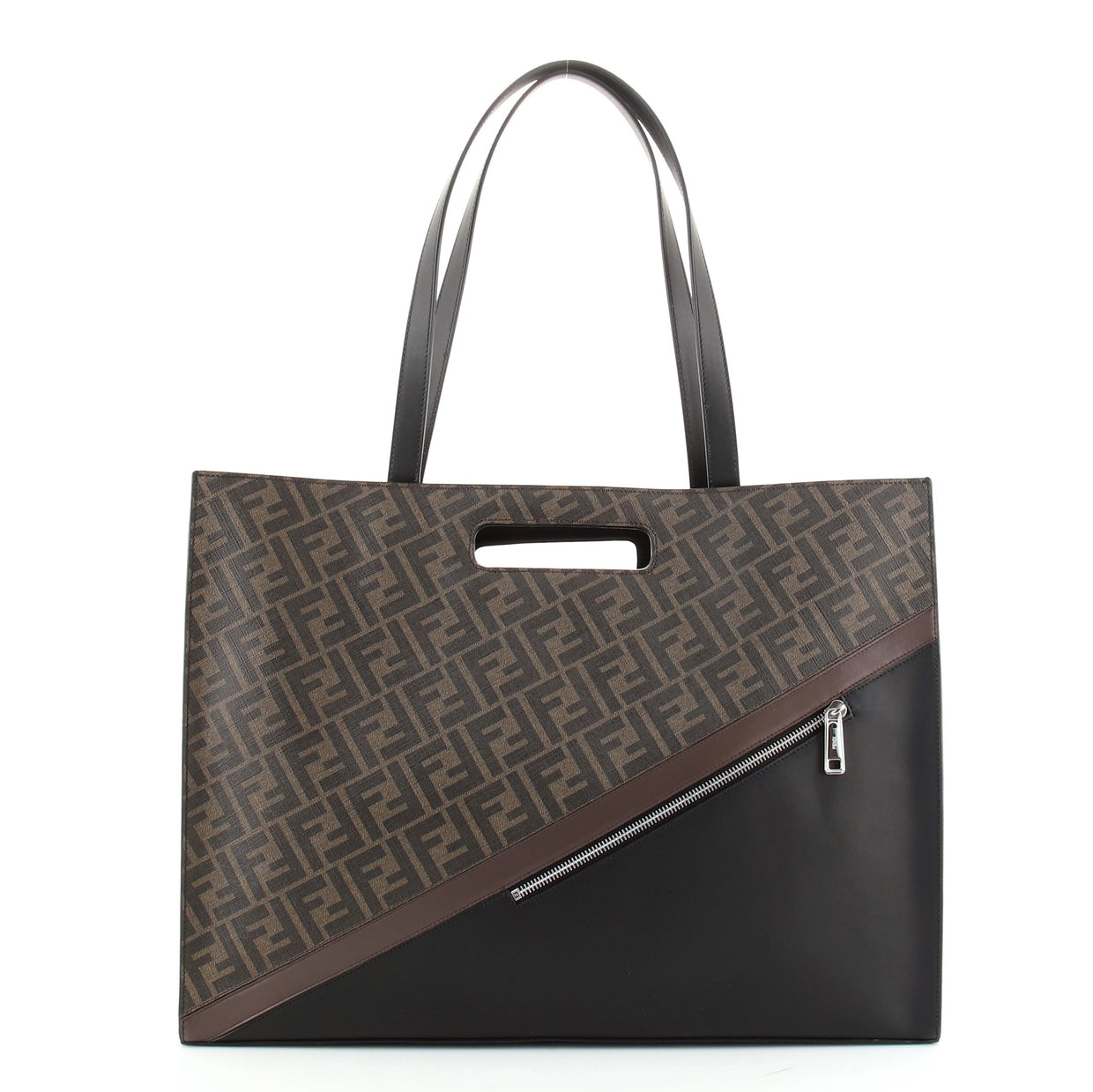 Fendi Forever Fendi Shopping Tote Zucca Coated Canvas and Leather Large ...