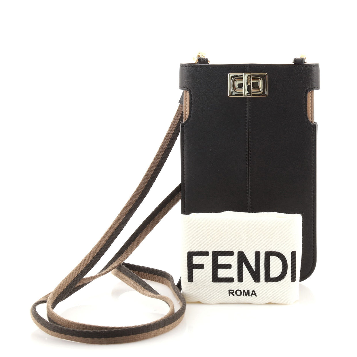 Fendi Peek-A-Phone Pouch Crossbody Leather 80911543 - Rebag
